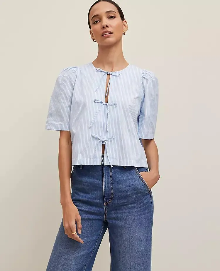 Striped Triple Tie Blouse