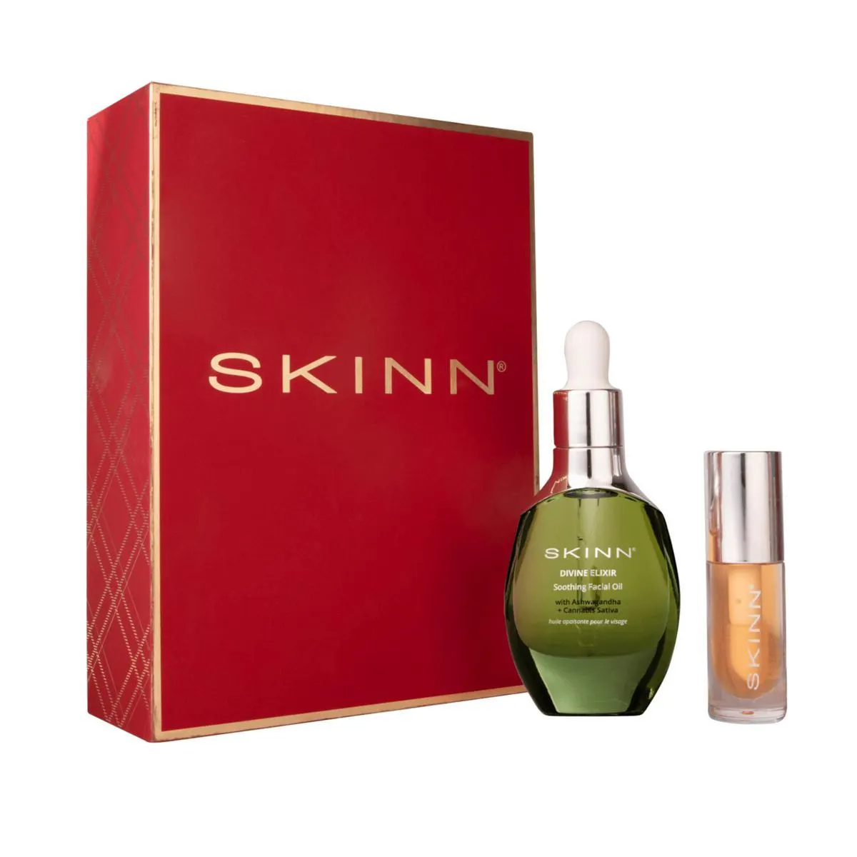 SKINN Divine Elixir Ayurvedic Face and Lip Oil Set in Holiday Box