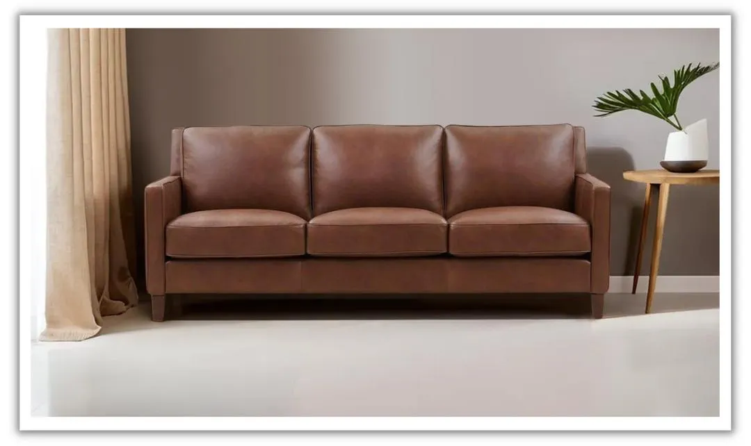 Ashby 3-Seater Leather Sofa In Pecan Brown