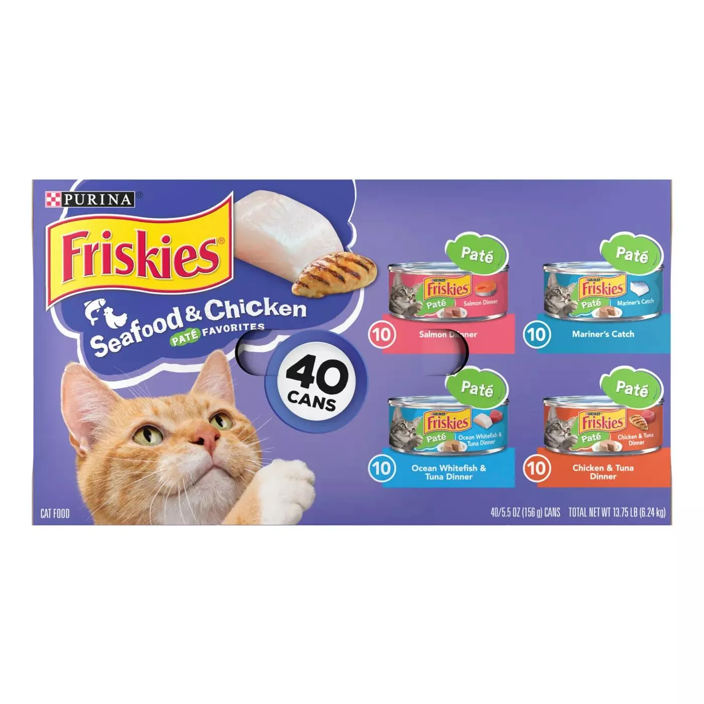Purina® Friskies® Seafood & Chicken Adult Cat Wet Food - Variety Pack, 40 Ct, 220 OZ