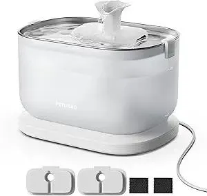 PETLIBRO Cat Water Fountain, Cat Fountain Indoor Stainless Steel Tray, 2.5L/84oz Wireless Pump Pet Water Fountain, Cat Water Dispenser with Two Flow Modes, Pet Fountain for Drinking Easy Clean