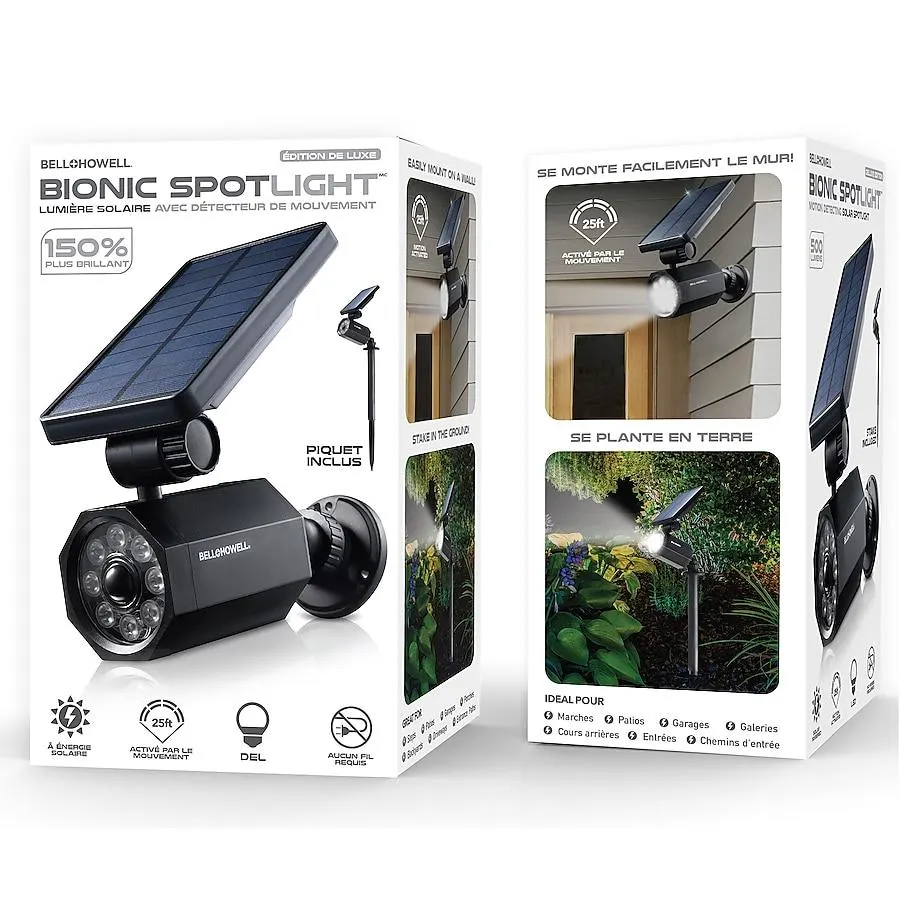 BELL + HOWELL Bionic Spotlight 5.5 -Watt Black Low voltage Solar LED Spot light Motion Sensor