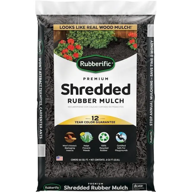 Rubberific Premium Shredded 0.8-cu ft Black Rubber Mulch