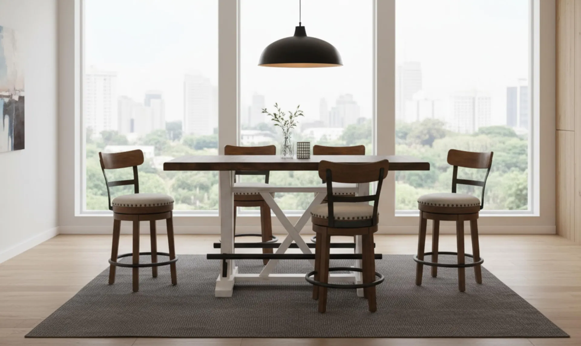 Modern Heritage Valebeck 5-piece Counter Height Wooden Dining Set in Brown