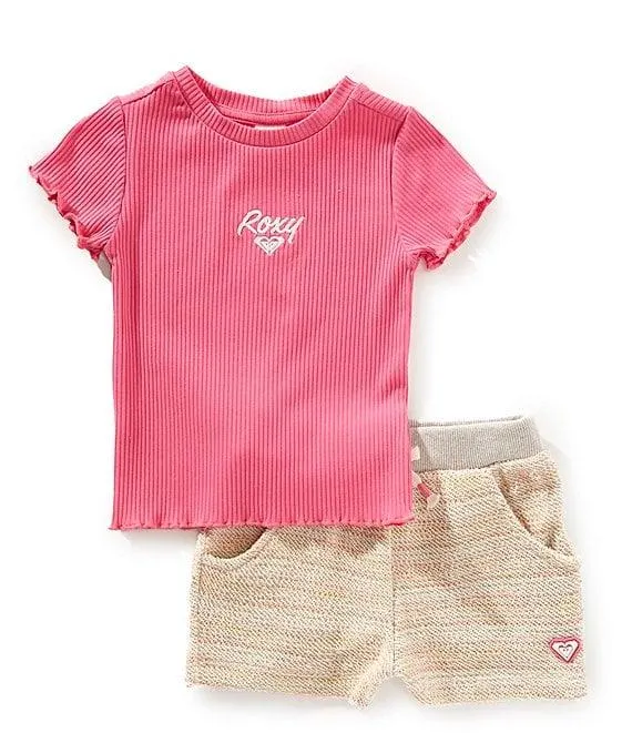 Little Girls Short Sleeve Graphic T-Shirt & Coordinating Shorts Set