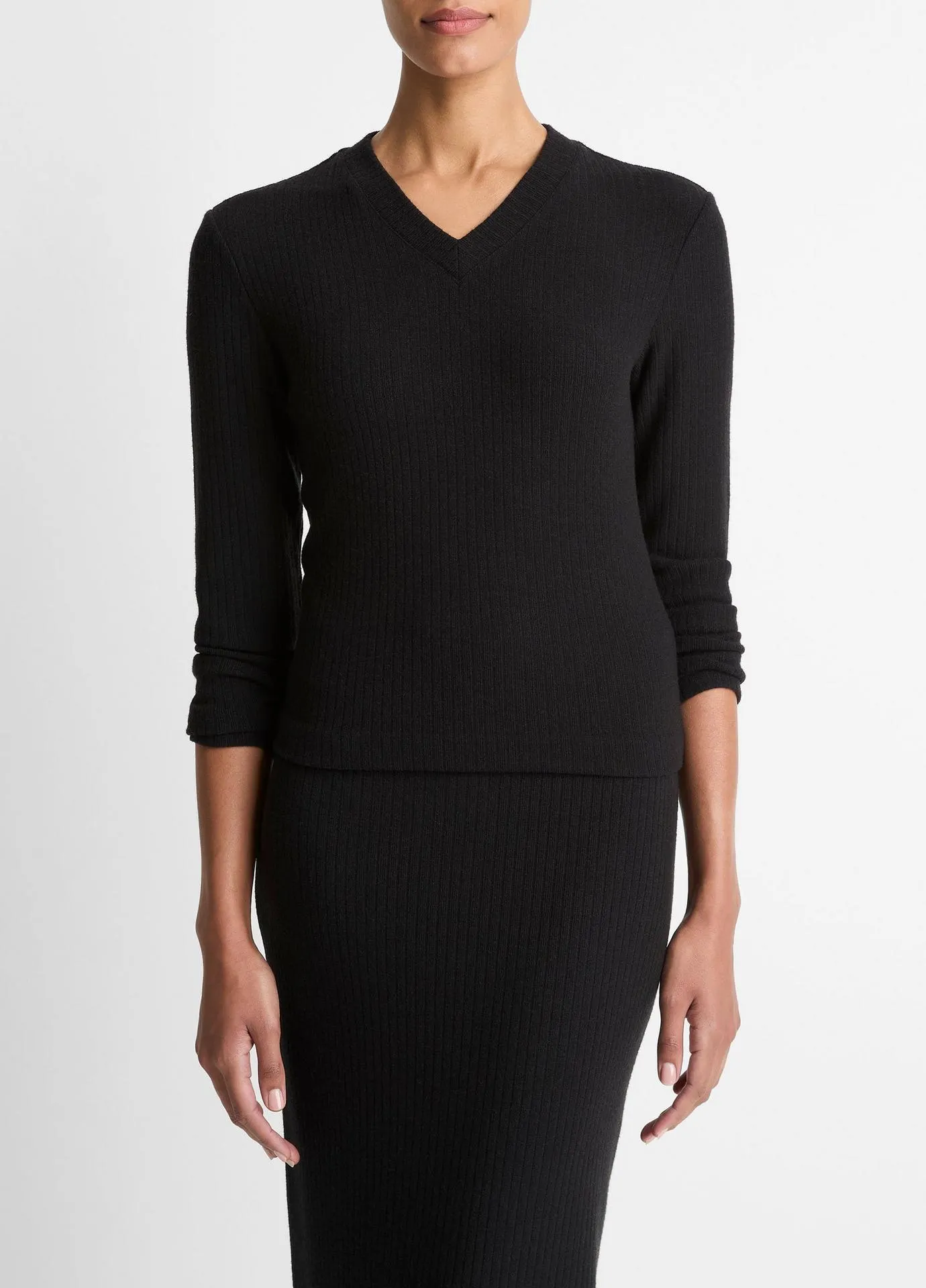 Cozy Rib High V-Neck Top