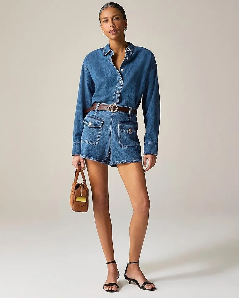 Denim short with sailor pockets