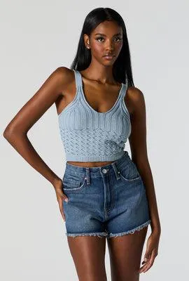 Pointelle Knit Scoop Neck Tank