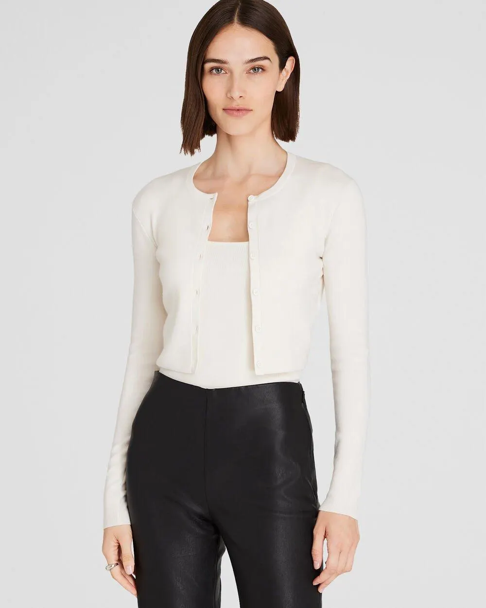 Merino Rib Cropped Cardigan