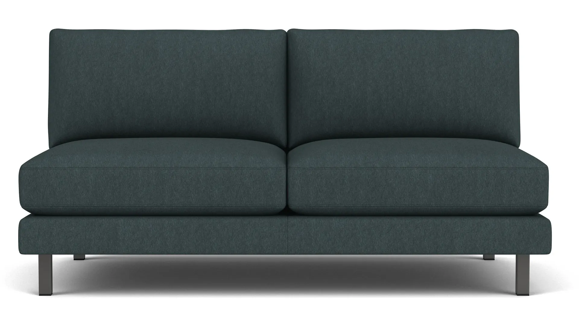 Cade 64" Armless Loveseat in Flint Haze with Natural Steel Legs