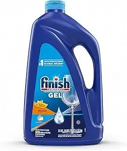 Finish Gel Liquid Dishwasher Detergent, Advanced Deep Cleaning Power Dish Soap, Fights Tough Stains, Dishwasher Soap, Septic Safe & Plastic-Free Dish Detergent, Orange Scent, 75oz