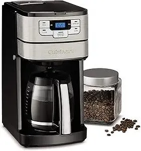 Cuisinart Automatic Grind and Brew 12-Cup Coffeemaker with 1-4 Cup Setting and Auto-Shutoff, Black/Stainless Steel, DGB-400NAS