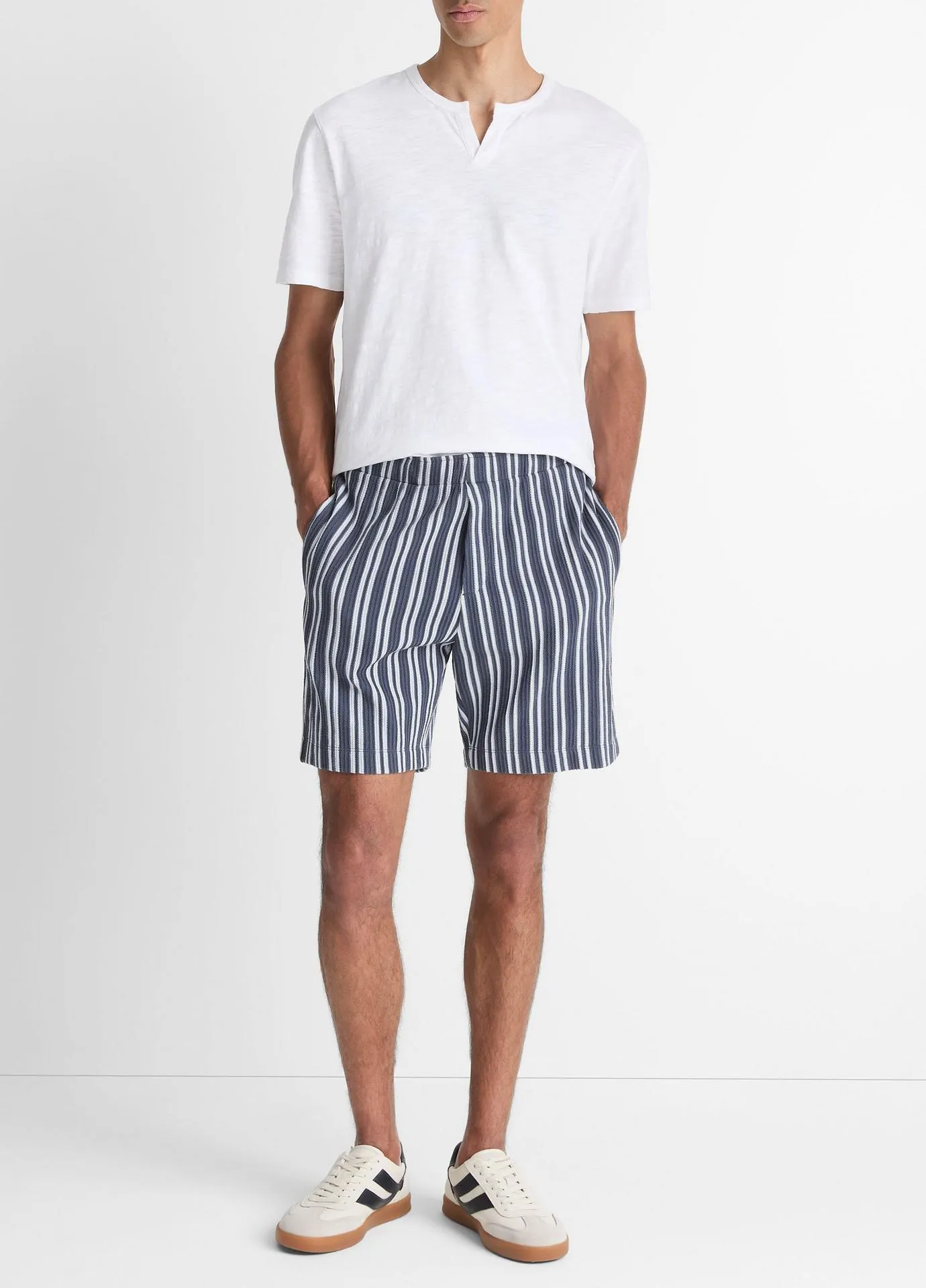 Jacquard-Stripe Cotton-Blend Short