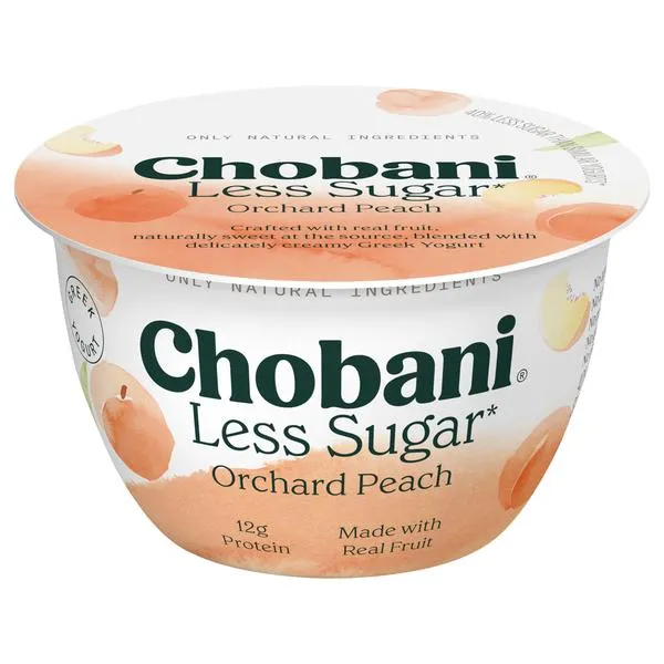 Chobani Yogurt, Greek, Less Sugar, Reduced Fat, Orchard Peach