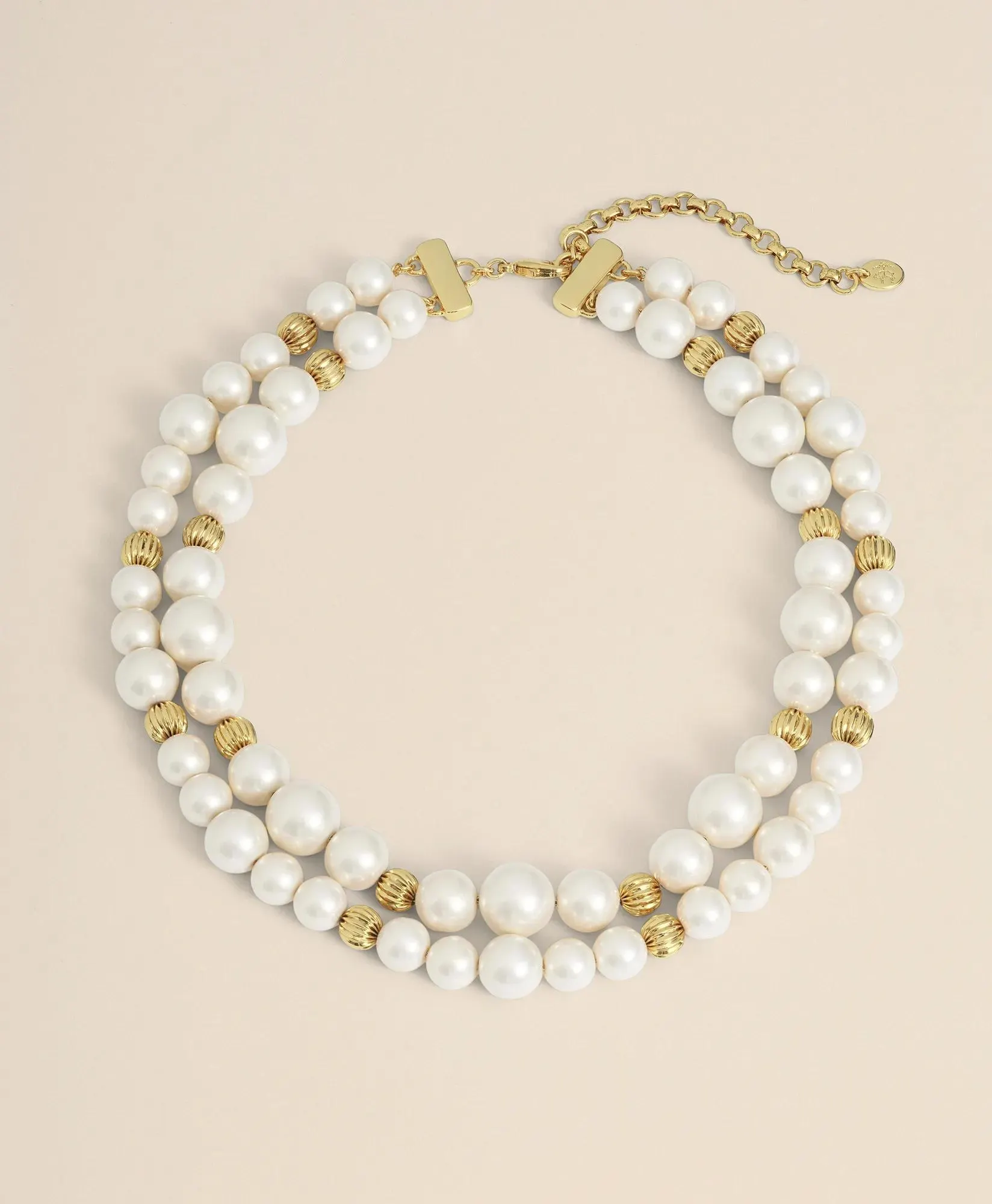 Double Strand Gold-Tone Faux-Pearl Necklace