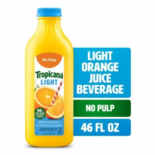 Tropicana Light Orange Juice Beverage, No Pulp