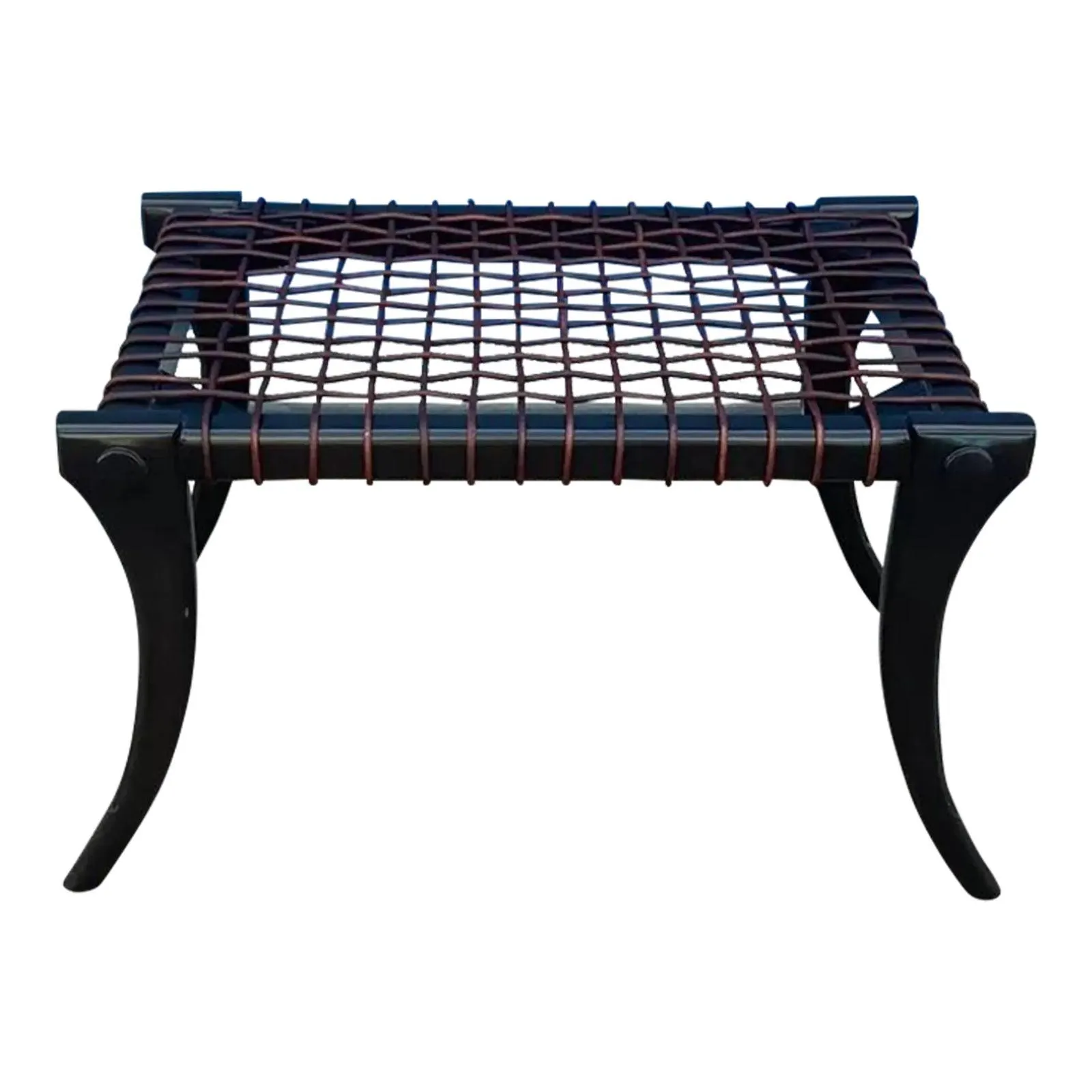 1990s Mid-Century Klismos-Style Ottoman