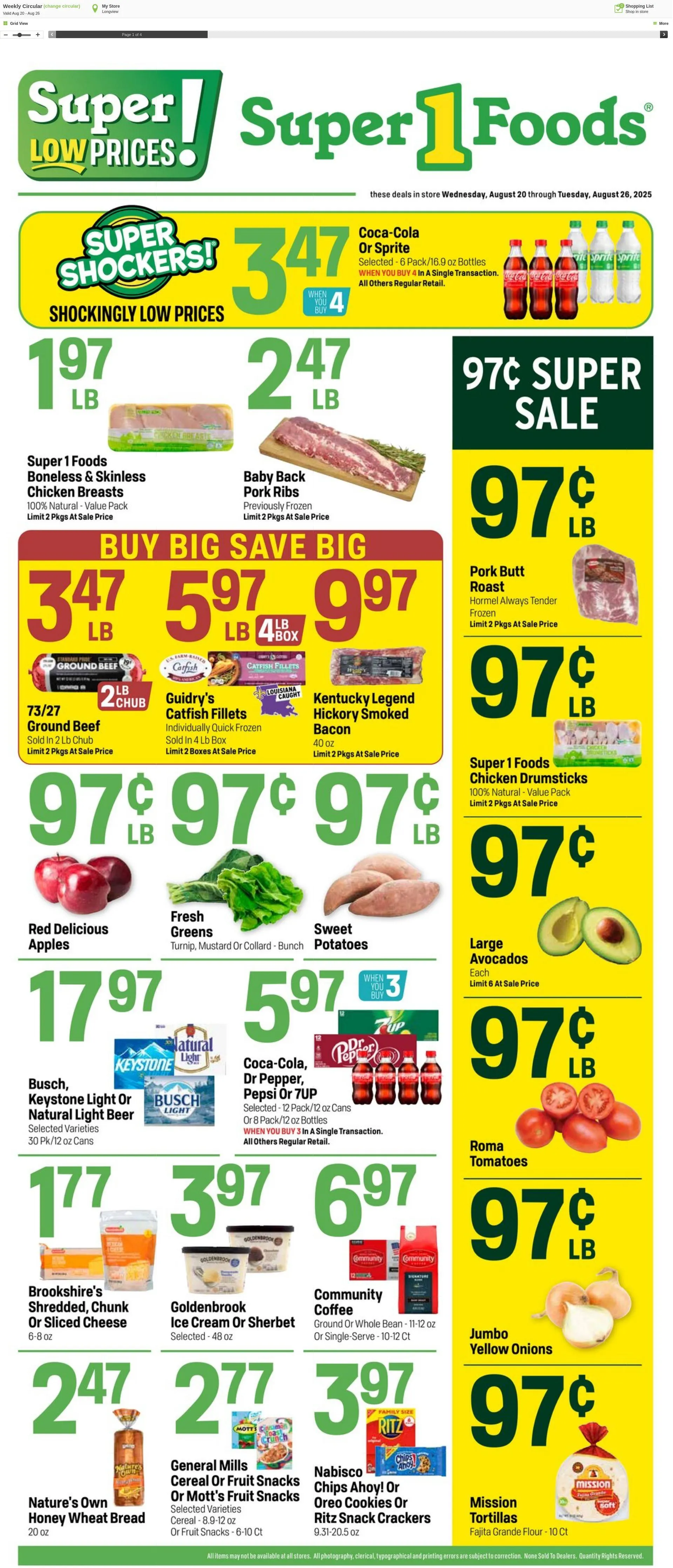 Weekly ad Super1Foods from August 20 to August 26 2025 - Page 1