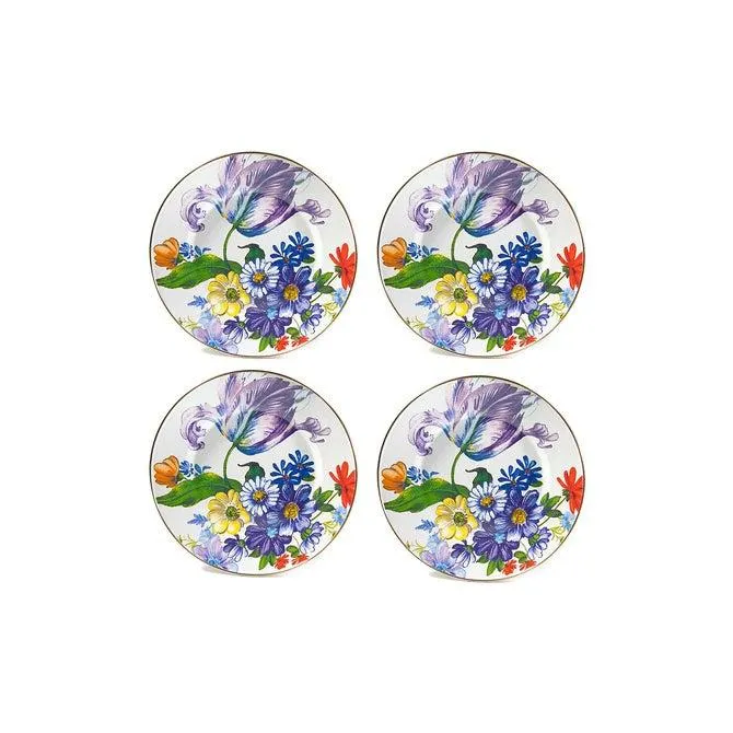 White Flower Market Dinner Plates, Set of 4