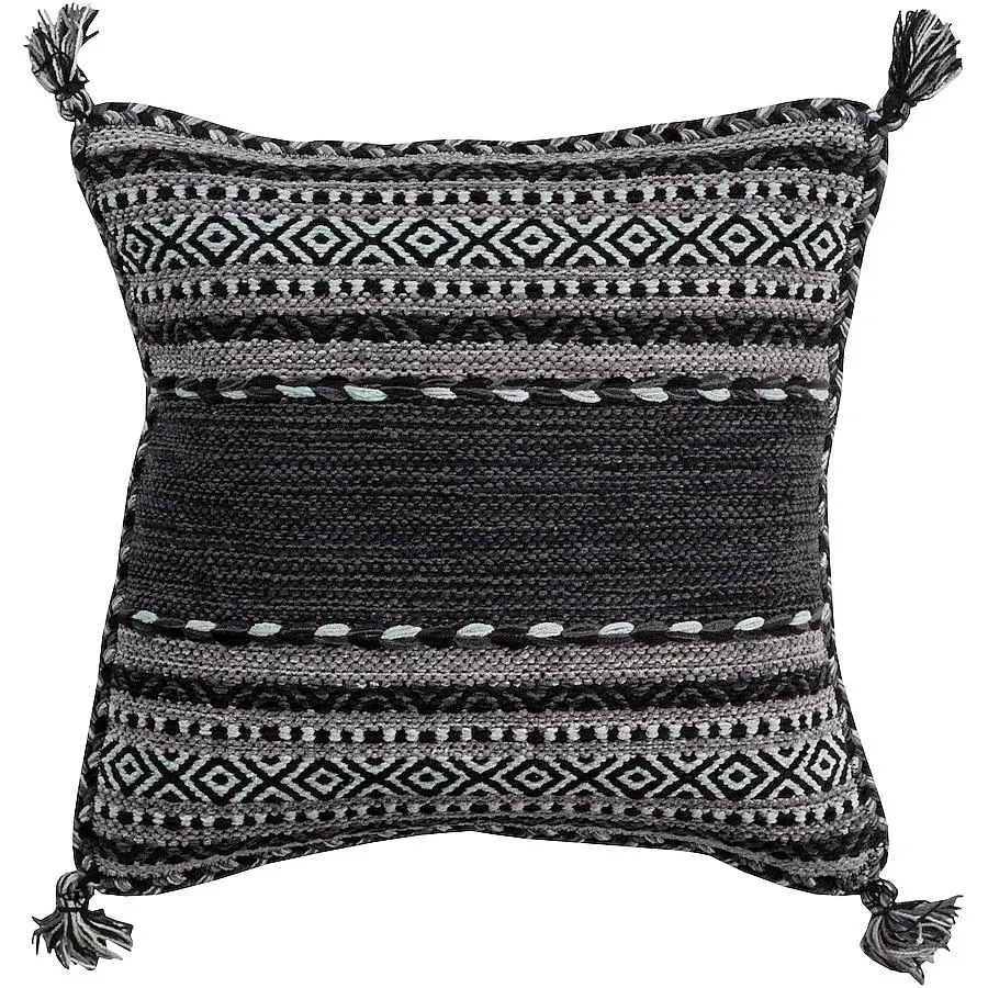 Livabliss Trenza 20-in x 20-in Black Square Indoor Decorative Pillow
