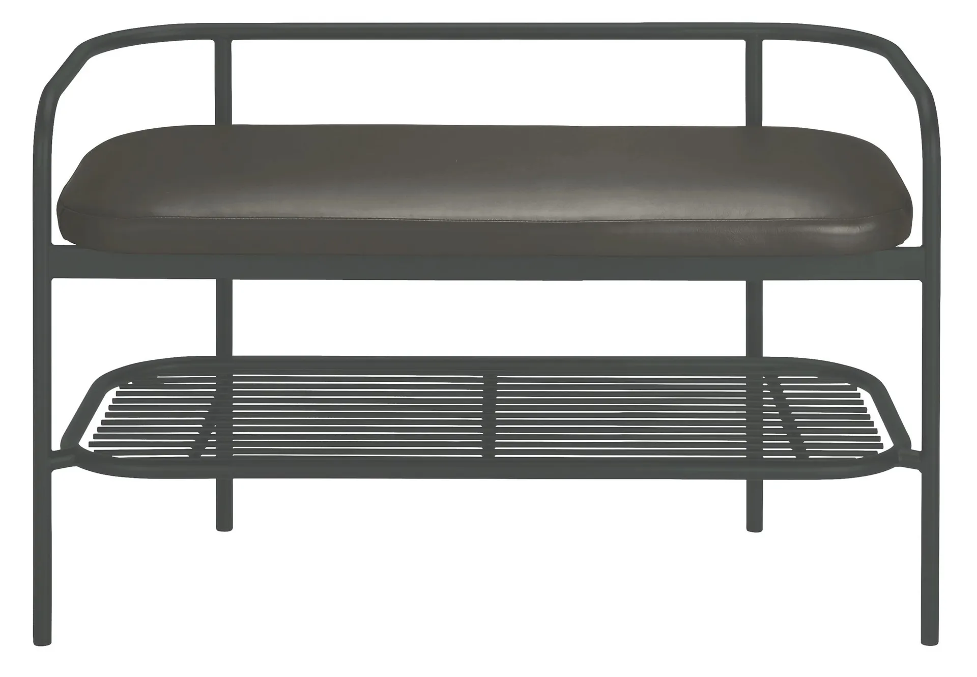 Ebers 36w 16d 23h Bench in Pesaro Smoke Leather with Graphite Base