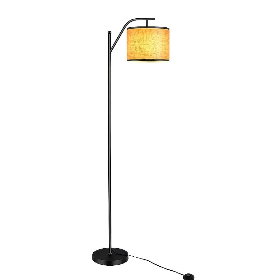 WELLFOR CW Floor Lamp 65.5-in Black Downbridge Floor Lamp with Fabric Shade