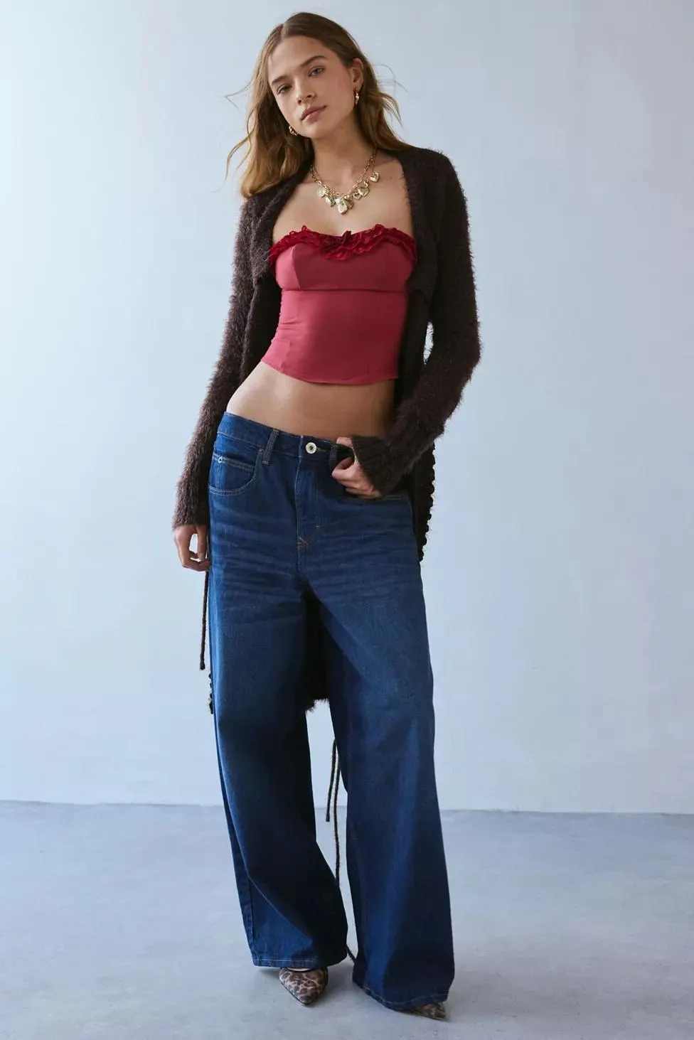 Kimchi Blue Pipa Ruffle Satin Tube Top