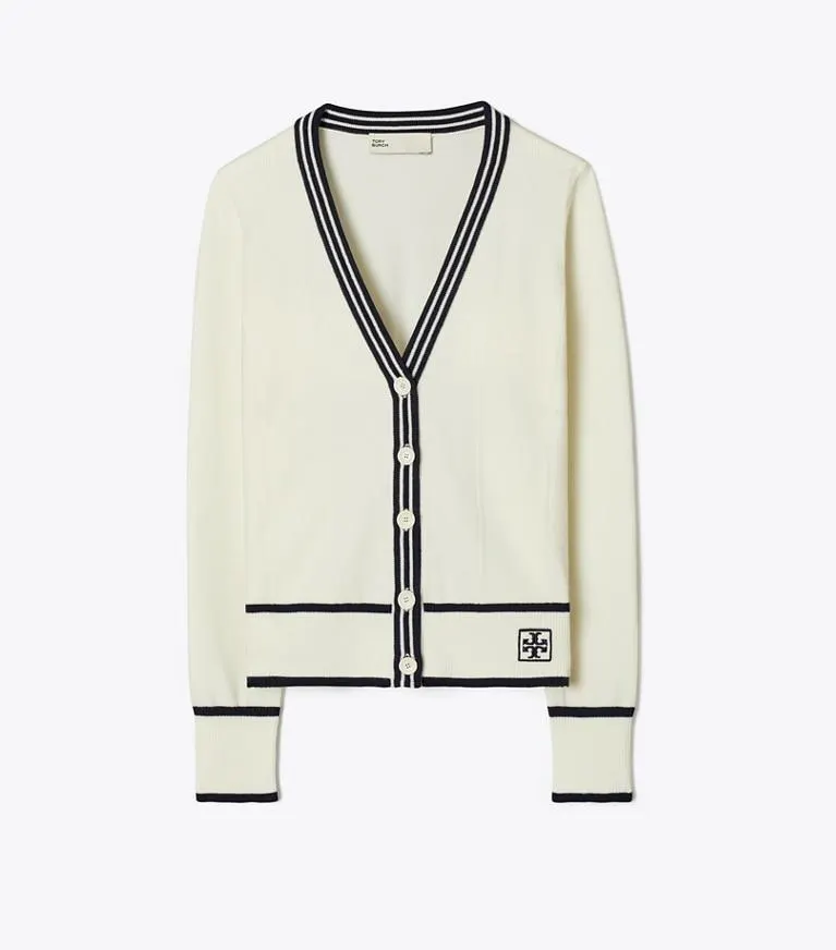 CROPPED WOOL RIBBED CARDIGAN