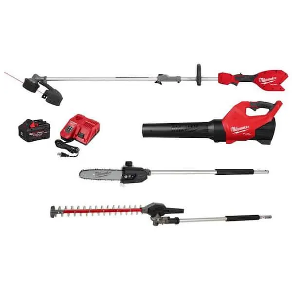 M18 FUEL 18V 16 in. Brushless Cordless QUIK-LOK String Trimmer/Blower Combo Kit w/ Pole Saw & Hedge Trimmer Attachments