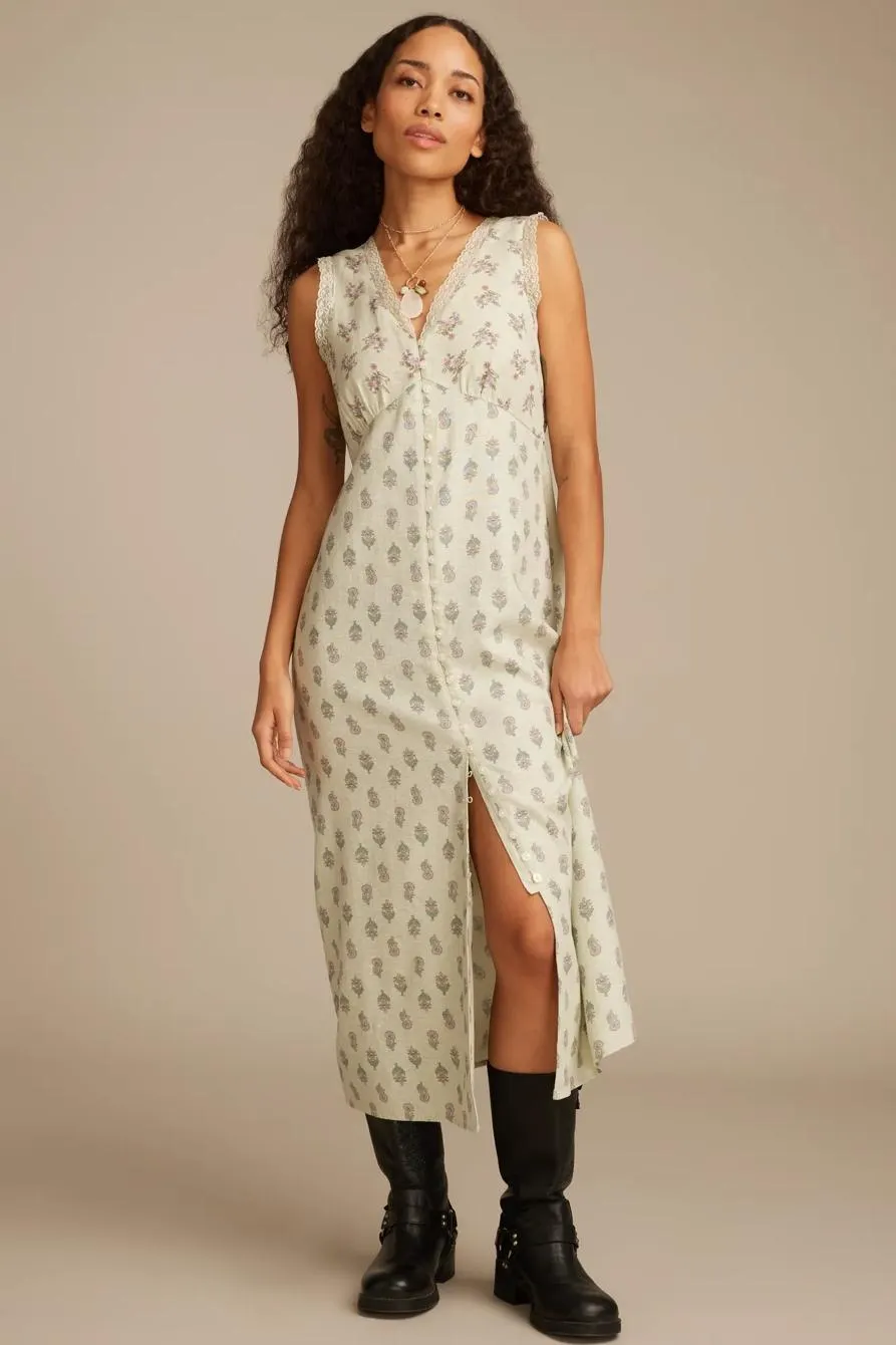 printed button front maxi dress