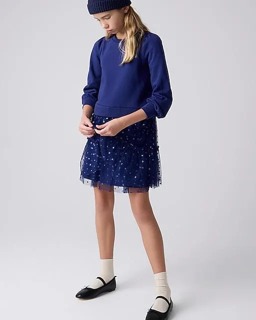 Girls' sweatshirt mixy dress with tulle