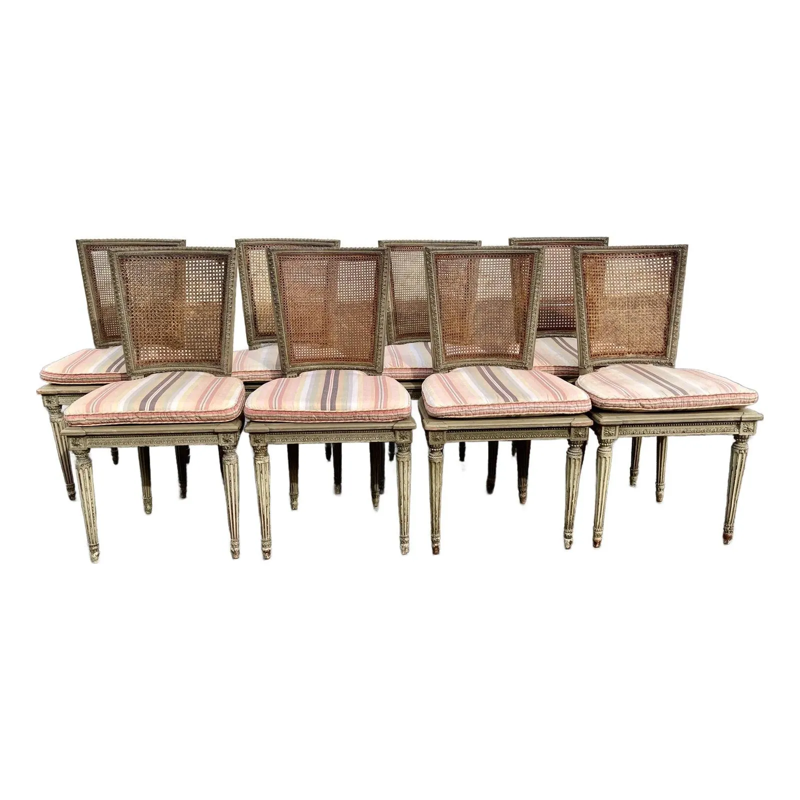 Maison Jansen Style Louis XVI Painted Dining Chairs- Set of 8