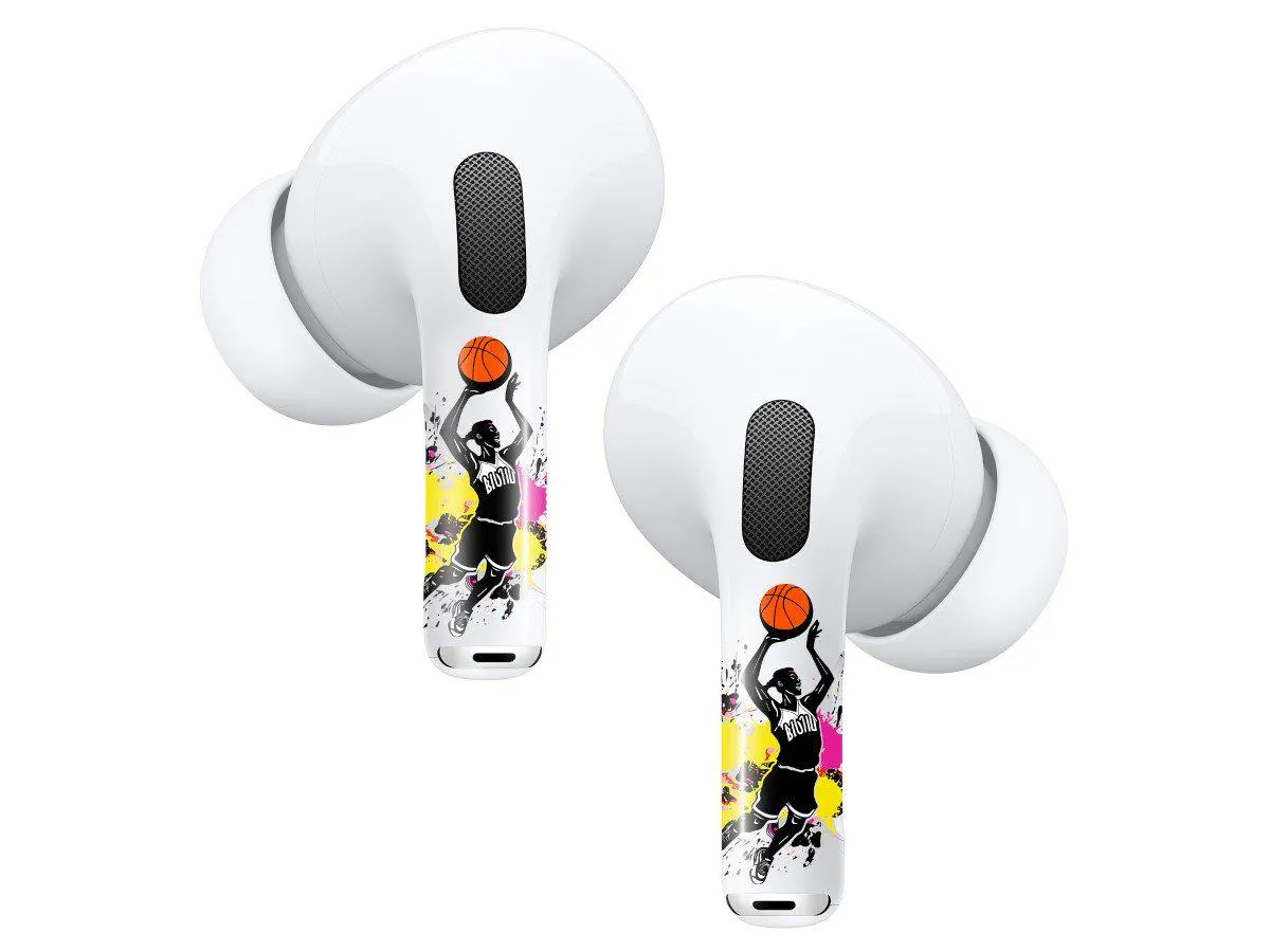 AirPods Pro Skin Wrap, Skin and Accessories, Customized Anti-Lost Wrap Compatible to AirPods Pro 2, Sticker Decoration, with Installation Tool - Basketball