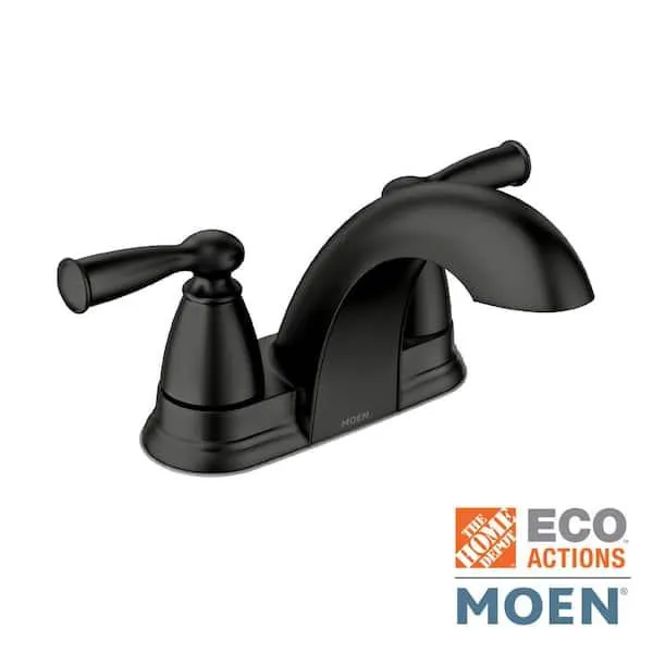 Banbury 4 in. Centerset Double Handle Low-Arc Bathroom Faucet in Matte Black