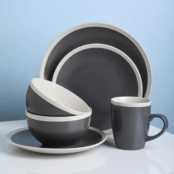 Stone Lain Serenity Speckle Stoneware Round Two-tone Dinnerware Set