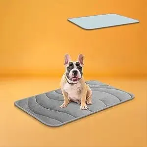 Cozyide Dog Crate Pad, Large Reversible Dog Cooling Mat(Cool & Warm), Washable Soft Crate Mat for All Season, 36" L x 23" W, Dark Grey & Ocean Blue