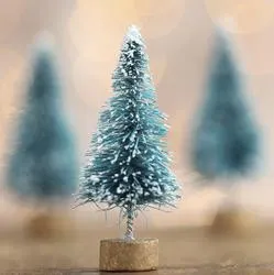 1-1/2" Miniature Frosted Green Bottle Brush Trees (Package of 4 pieces)