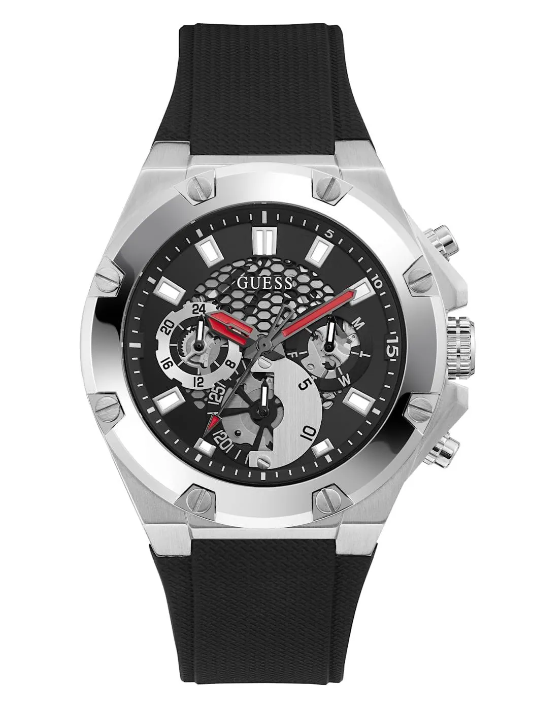 Silver-Tone and Black Multifunction Watch