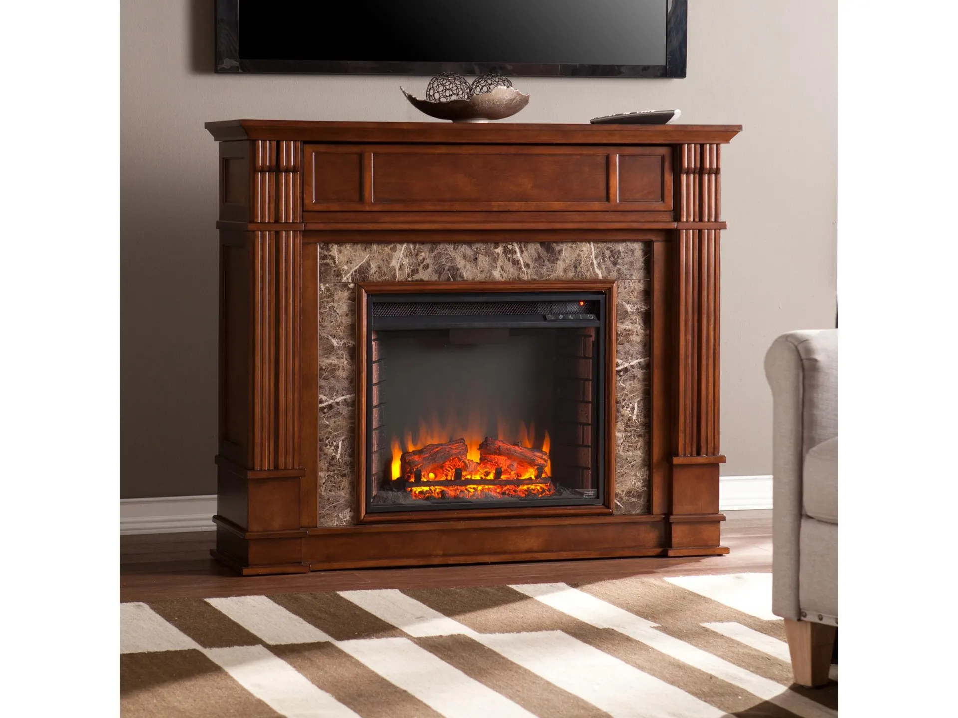 Southern Enterprises Furniture Ellisville Electric Fireplace Mantel