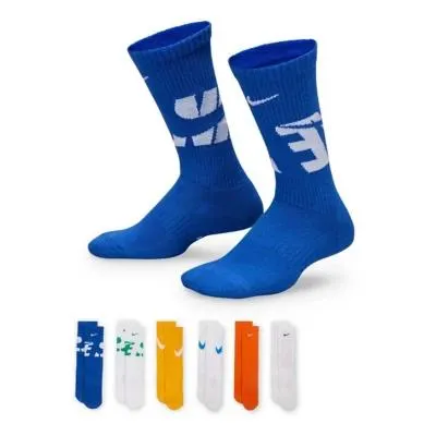 Kids' Nike Everyday Cushioned 6 Pack Crew Socks