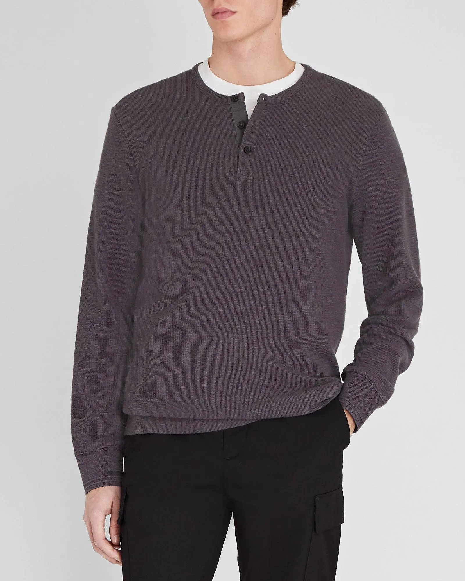 Textured Rib Long-Sleeve Henley