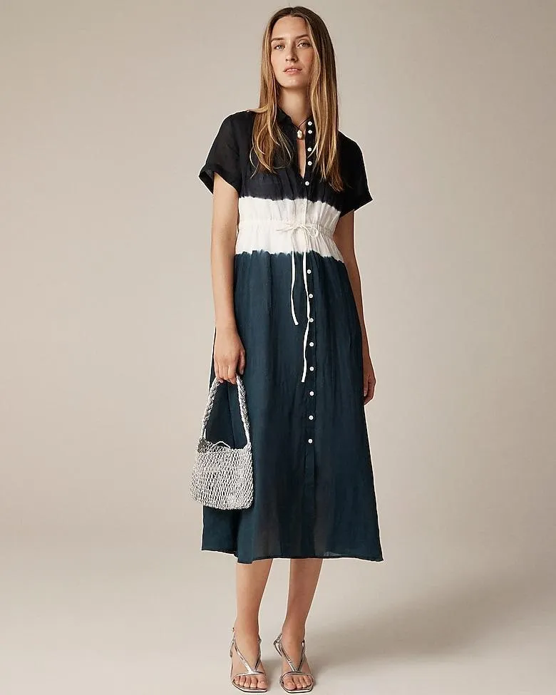 Cerise shirtdress in dip-dyed ramie