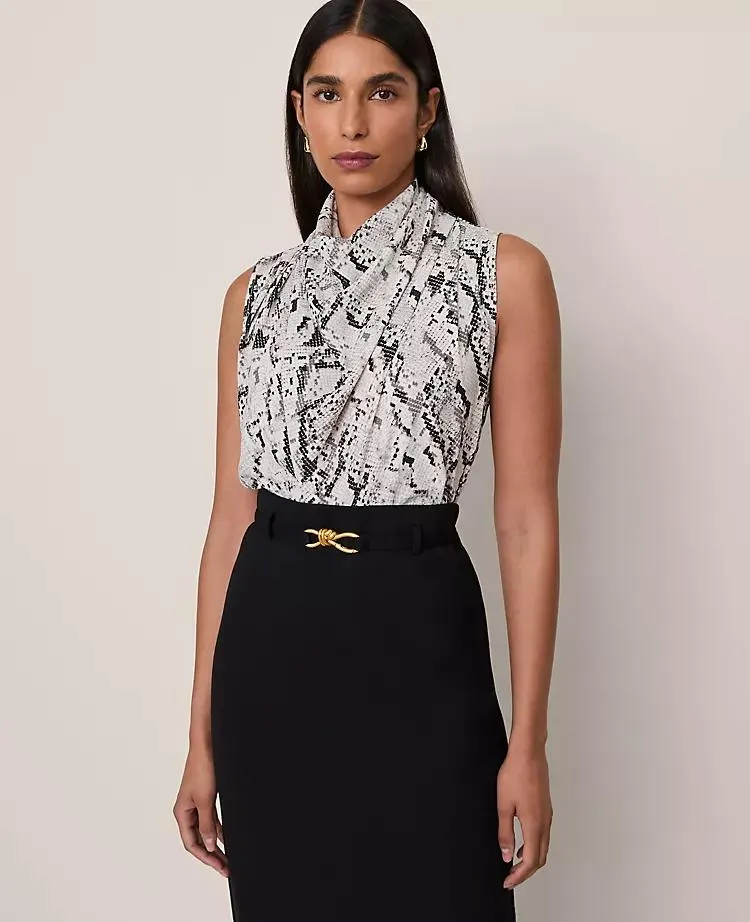 Snake Print Cowl Neck Blouse