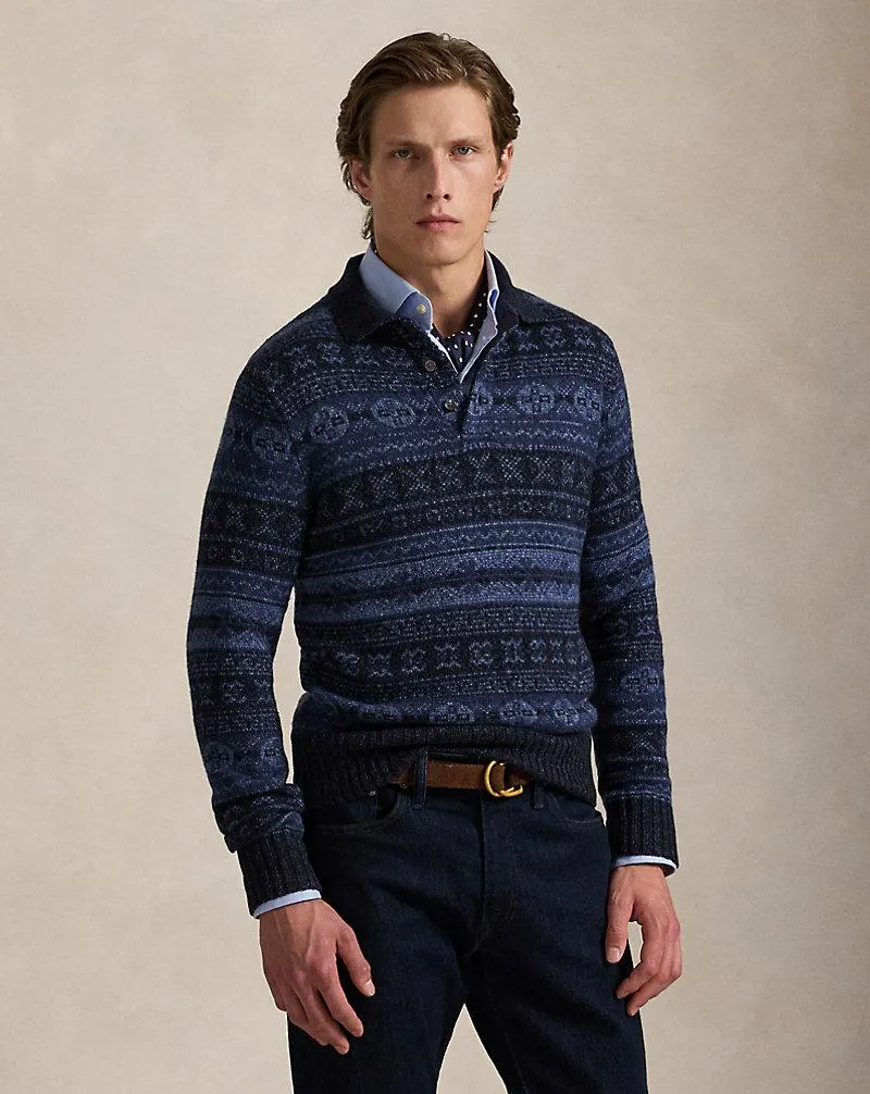 Fair Isle Polo-Collar Sweater