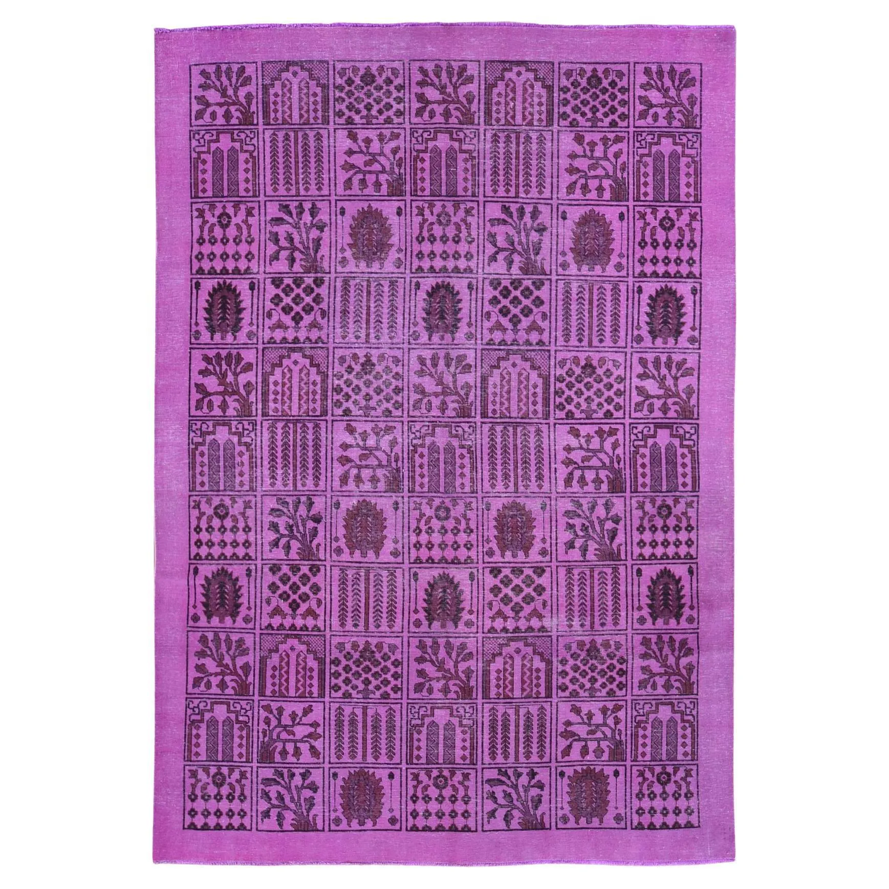 Pink Overdyed Vintage Persian Bakhtiari Garden Design Pure Wool Hand Knotted Rug