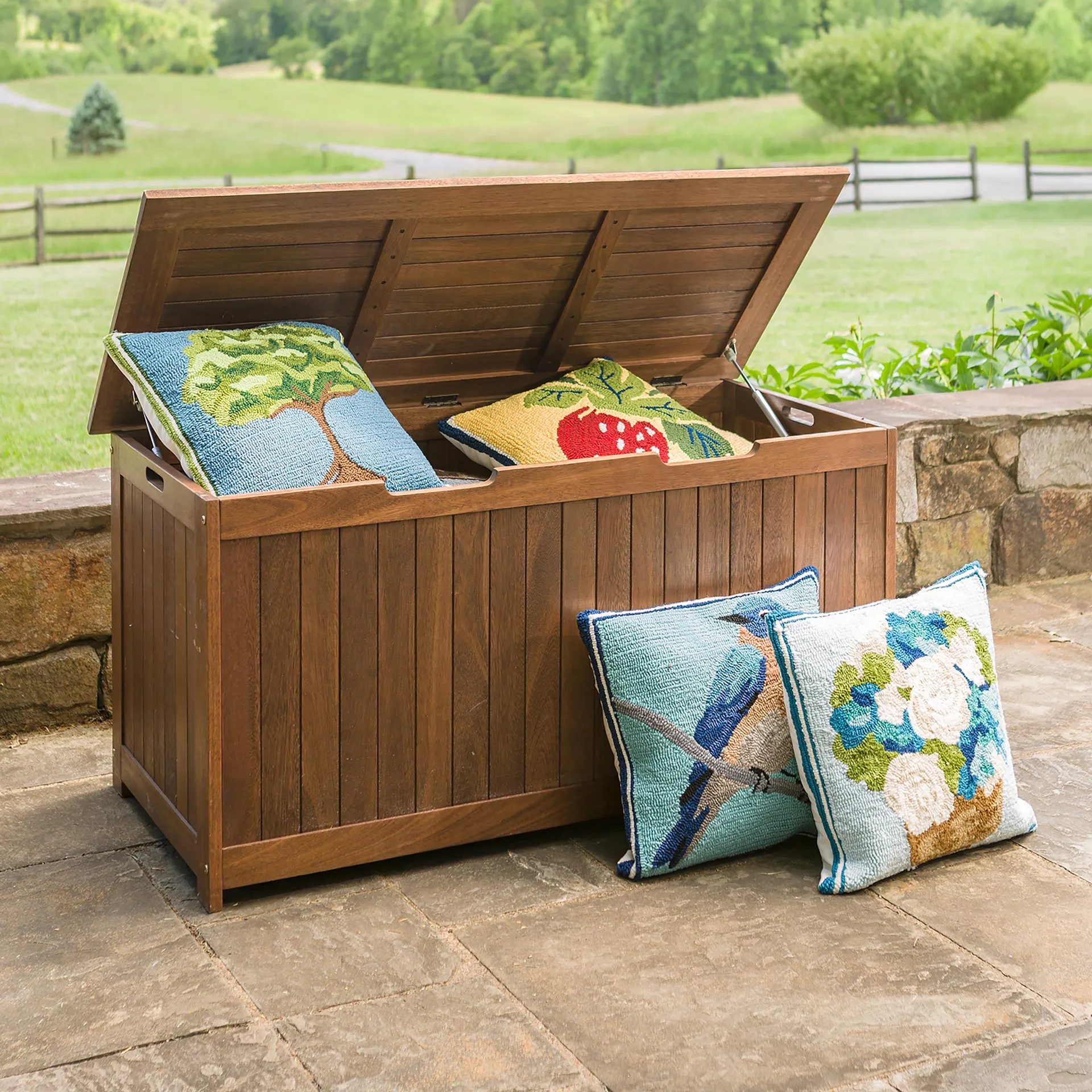 Eucalyptus Wood Storage Box, Lancaster Outdoor Furniture Collection