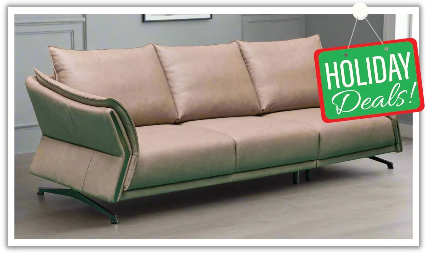 Klaussner Giada 3-Seater Brown Leather Sofa with Attached Back Cushion