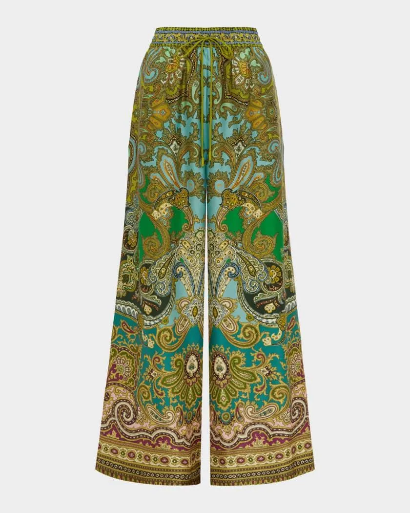 Clemenza Wide-Leg Silk Pants