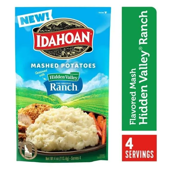 Idahoan Mashed Potatoes Seasoned with Hidden Valley Original Ranch Side Dish, 4 oz