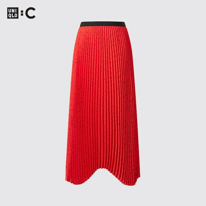 Pleated Printed Skirt